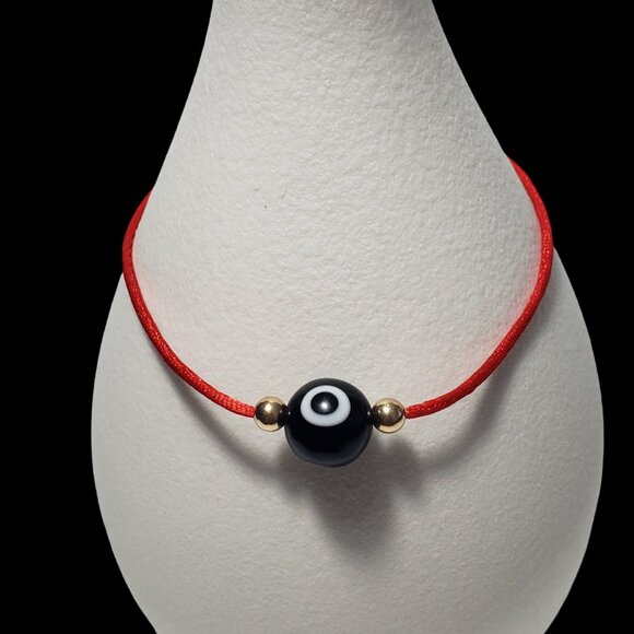 COPY - 14K Solid GOLD Beads Evil Eye Red String Kabbalah Bracelet Protection Go… - Picture 2 of 6